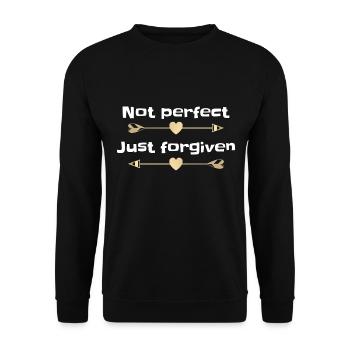 Christian Design Not Perfect, Just Forgiven - Unisex Sweatshirt - black - Front - Alina (178cm) & Michal (187cm)