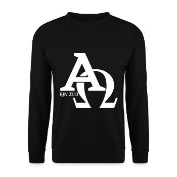 Christian Design Alpha et Omega, le grec - Sweat-shirt Unisexe - noir - Devant - Alina (178cm) & Michal (187cm)