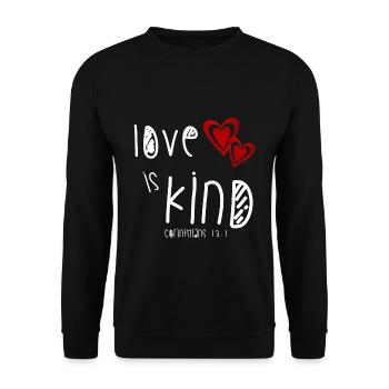 Christian Design Love is Kind Bible Verset - Sweat-shirt Unisexe - noir - Devant - Alina (178cm) & Michal (187cm)