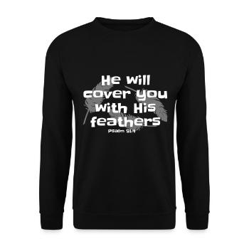 Christian Design Il vous couvrira de son - Sweat-shirt Unisexe - noir - Devant - Alina (178cm) & Michal (187cm)