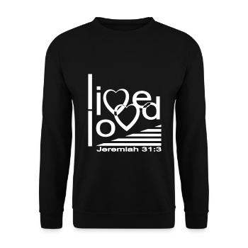 Christliches Design Live Loved - Unisex Pullover - Schwarz - Vorne - Alina (178cm) & Michal (187cm)