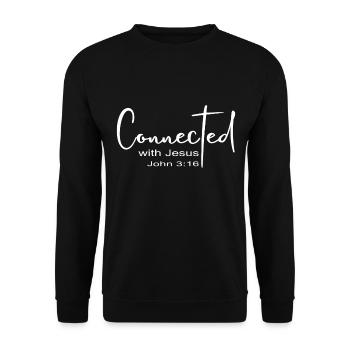 Christian Design Connected with Jesus John 3:16 - Unisex Sweatshirt - black - Front - Alina (178cm) & Michal (187cm)