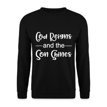 Christlicher Plan Gott regiert und der Sohn leuchtet ein - Unisex Pullover - Schwarz - Vorne - Alina (178cm) & Michal (187cm)