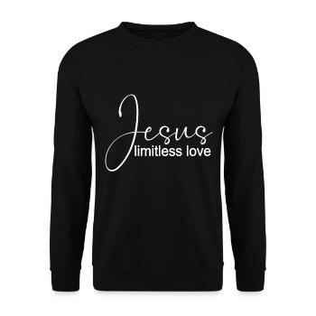 Conception chrétienne Jésus, amour sans limites - Sweat-shirt Unisexe - noir - Devant - Alina (178cm) & Michal (187cm)
