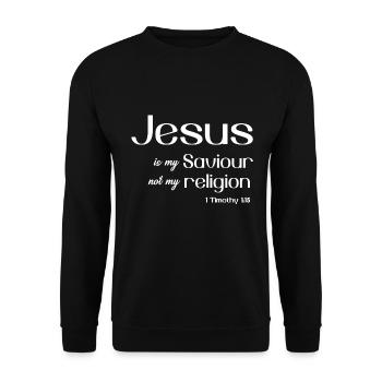 Christian Design Jesus is my Saviour, not my - Unisex Sweatshirt - black - Front - Alina (178cm) & Michal (187cm)
