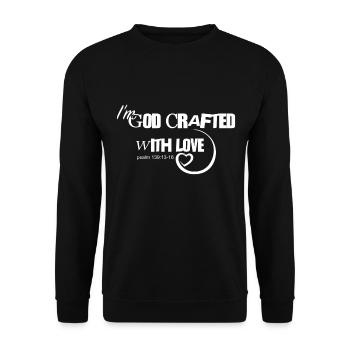 Christliches Design Ich bin mit Liebe gefertigt Psalm 139 - Unisex Pullover - Schwarz - Vorne - Alina (178cm) & Michal (187cm)