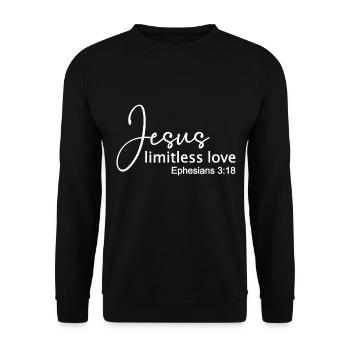Christian Design Jesus Limitless Love Ephesians 3 - Unisex Sweatshirt - black - Front - Alina (178cm) & Michal (187cm)