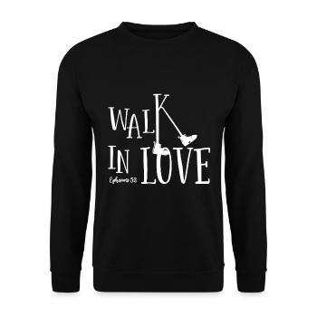 Christian Design Walk in Love Epheser 5,2 - Unisex Pullover - Schwarz - Vorne - Alina (178cm) & Michal (187cm)