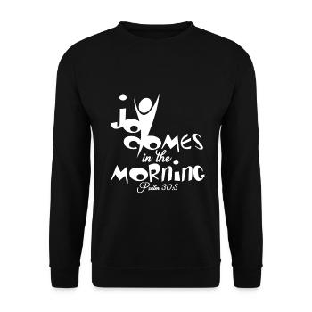 Christian Design Joy Comes in the Morning Psalm - Unisex Sweatshirt - black - Front - Alina (178cm) & Michal (187cm)