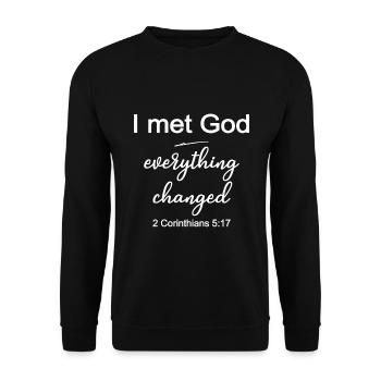 Conception chrétienne J’ai rencontré Dieu Tout a changé 2 - Sweat-shirt Unisexe - noir - Devant - Alina (178cm) & Michal (187cm)