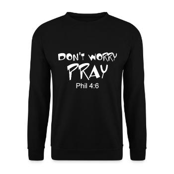 Christliches Design Keine Sorge, betet Philipper 4 - Unisex Pullover - Schwarz - Vorne - Alina (178cm) & Michal (187cm)