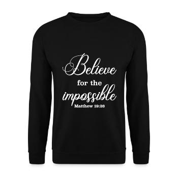 Chritsian Design glaubt an das Unmögliche - Unisex Pullover - Schwarz - Vorne - Alina (178cm) & Michal (187cm)