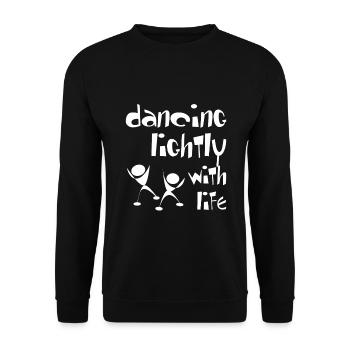 Christliches Design tanzt leicht mit dem Leben - Unisex Pullover - Schwarz - Vorne - Alina (178cm) & Michal (187cm)