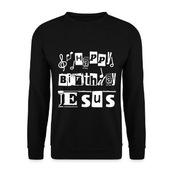 Christliches Weihnachtsdesign Alles Gute zum Geburtstag Jesus - Unisex Pullover - Schwarz - Vorne - Alina (178cm) & Michal (187cm)