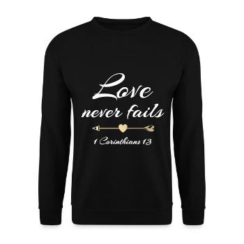 Le design chrétien L’amour n’échoue jamais 1 Corinthiens 13 - Sweat-shirt Unisexe - noir - Devant - Alina (178cm) & Michal (187cm)