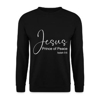 Christian Design Jesus, Prince of Peace Isaiah 9 - Unisex Sweatshirt - black - Front - Alina (178cm) & Michal (187cm)