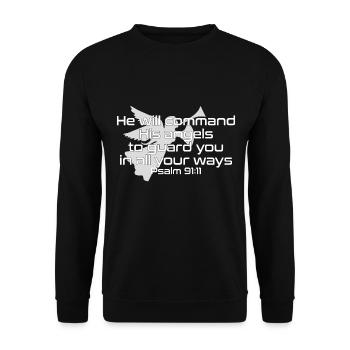 Dessein chrétien Il commandera à ses anges Psaume - Sweat-shirt Unisexe - noir - Devant - Alina (178cm) & Michal (187cm)