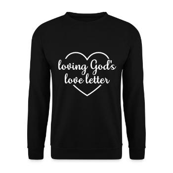 Christian Design Loving Jesus Love Letter - Unisex Sweatshirt - black - Front - Alina (178cm) & Michal (187cm)
