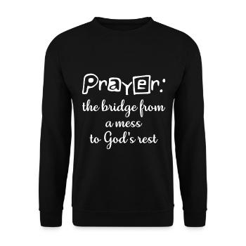 Christian Design Prayer, Die Brücke aus einem Durcheinander - Unisex Pullover - Schwarz - Vorne - Alina (178cm) & Michal (187cm)