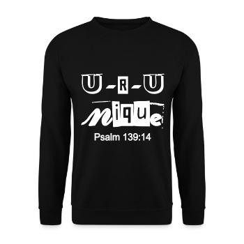 Christian Design U-R-Unique Psaume 139 verset 14 - Sweat-shirt Unisexe - noir - Devant - Alina (178cm) & Michal (187cm)