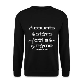 Christian Design zählt und benennt die Stars - Unisex Pullover - Schwarz - Vorne - Alina (178cm) & Michal (187cm)