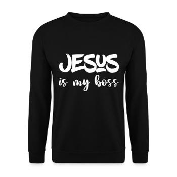 Christian Design Jesus is My Boss - Unisex Sweatshirt - black - Front - Alina (178cm) & Michal (187cm)