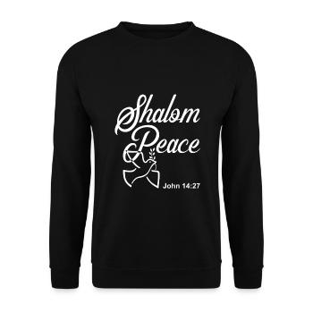 Christian Design Shalom, Peace John 14 verse 27 - Unisex Sweatshirt - black - Front - Alina (178cm) & Michal (187cm)