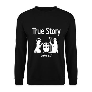 Christian Christmas Design Histoire vraie Luc 2 - Sweat-shirt Unisexe - noir - Devant - Alina (178cm) & Michal (187cm)