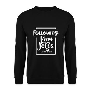Christian Design Following King Jesus Luke 9:23 - Unisex Sweatshirt - black - Front - Alina (178cm) & Michal (187cm)