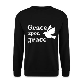 Christian Design Grace Upon Grace with Dove - Unisex Sweatshirt - black - Front - Alina (178cm) & Michal (187cm)