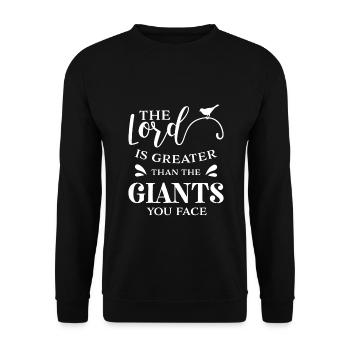Dessein chrétien Le Seigneur est plus grand que le - Sweat-shirt Unisexe - noir - Devant - Alina (178cm) & Michal (187cm)