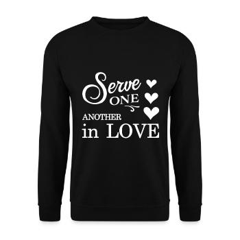 Christian Design Serve One Another in Love - Unisex Sweatshirt - black - Front - Alina (178cm) & Michal (187cm)