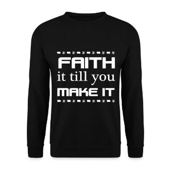 Christian Design Glaube es bis du es schaffst - Unisex Pullover - Schwarz - Vorne - Alina (178cm) & Michal (187cm)