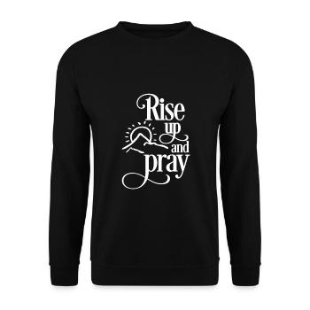 Christliches Design Erhebt euch und betet - Unisex Pullover - Schwarz - Vorne - Alina (178cm) & Michal (187cm)