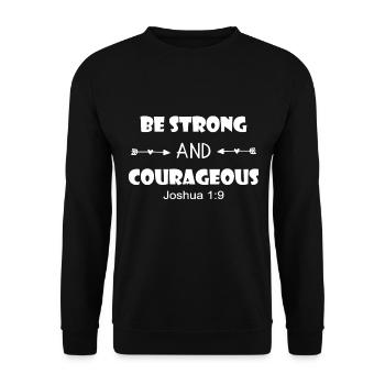 Christian Design Be Strong and Courageous Joshua - Unisex Sweatshirt - black - Front - Alina (178cm) & Michal (187cm)