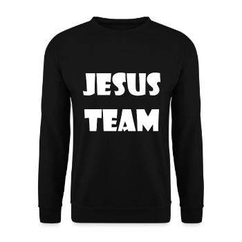 Christian Design Jesus Team - Unisex Sweatshirt - black - Front - Alina (178cm) & Michal (187cm)