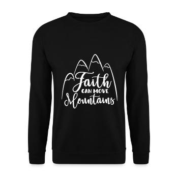 Christlicher Designglaube kann Berge versetzen - Unisex Pullover - Schwarz - Vorne - Alina (178cm) & Michal (187cm)