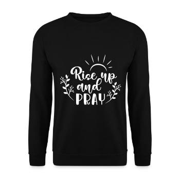 Christian Design Rise Up and Pray - Unisex Sweatshirt - black - Front - Alina (178cm) & Michal (187cm)