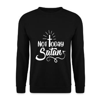Christian Design Not Today Satan - Unisex Sweatshirt - black - Front - Alina (178cm) & Michal (187cm)