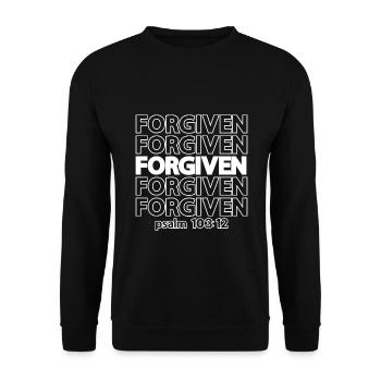 Dessein chrétien pardonné Psaume 103 verset 12 - Sweat-shirt Unisexe - noir - Devant - Alina (178cm) & Michal (187cm)