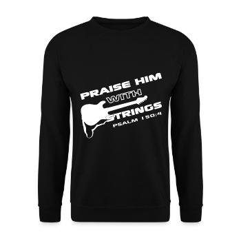 Christian Design lobt ihn mit Streichern Psalm - Unisex Pullover - Schwarz - Vorne - Alina (178cm) & Michal (187cm)