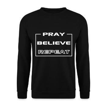 Christian Design Pray, Believe, Repeat - Unisex Sweatshirt - black - Front - Alina (178cm) & Michal (187cm)