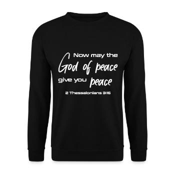 Christian Design Möge der Gott des Friedens euch geben - Unisex Pullover - Schwarz - Vorne - Alina (178cm) & Michal (187cm)