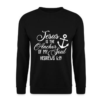 Conception chrétienne Jésus est l’ancre de mon âme - Sweat-shirt Unisexe - noir - Devant - Alina (178cm) & Michal (187cm)
