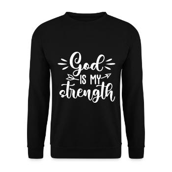 Christian Design God is my Strength - Unisex Sweatshirt - black - Front - Alina (178cm) & Michal (187cm)