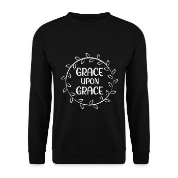 Christian Design Grace upon Grace - Unisex Sweatshirt - black - Front - Alina (178cm) & Michal (187cm)