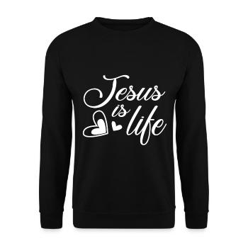 Conception chrétienne Jésus est la vie - Sweat-shirt Unisexe - noir - Devant - Alina (178cm) & Michal (187cm)