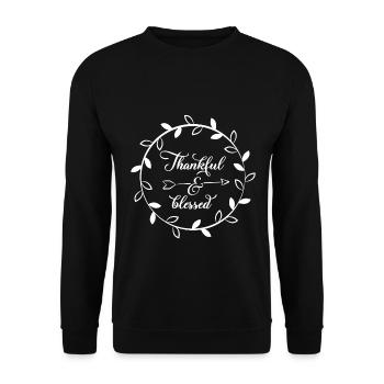 Christliches Design dankbar und gesegnet - Unisex Pullover - Schwarz - Vorne - Alina (178cm) & Michal (187cm)