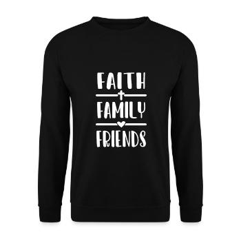 Christian Design Glaube, Familie, Freunde - Unisex Pullover - Schwarz - Vorne - Alina (178cm) & Michal (187cm)
