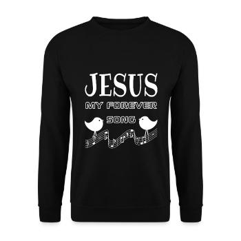 Christian Design Jesus, My Forever Song - Unisex Sweatshirt - black - Front - Alina (178cm) & Michal (187cm)